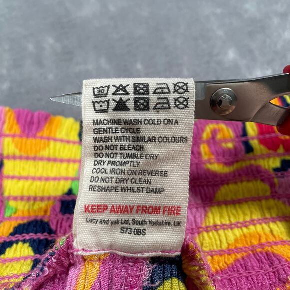 Lucy Yak Pink Hearts Psyc Crop Top 20 Pants XL 70s Groovy Retro Stretch Funky - Picture 12 of 15